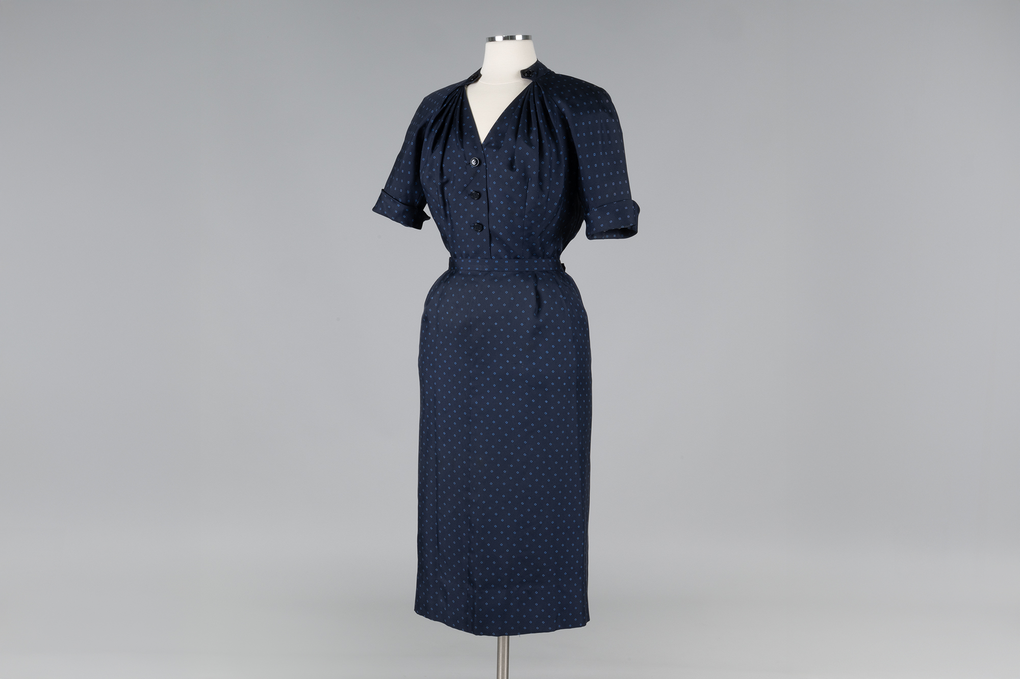 Image of Two-piece silk dress designed by Christian Dior, 1952